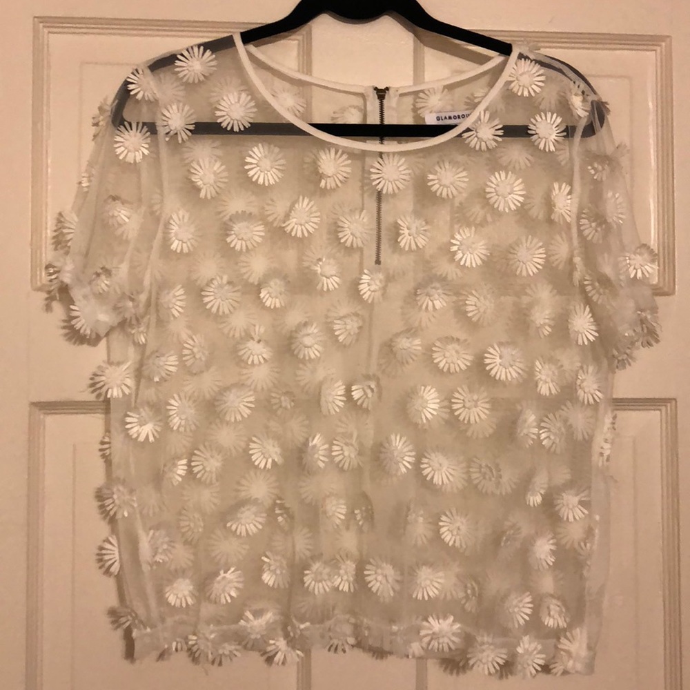 Tulle blouse with daisy’s all over